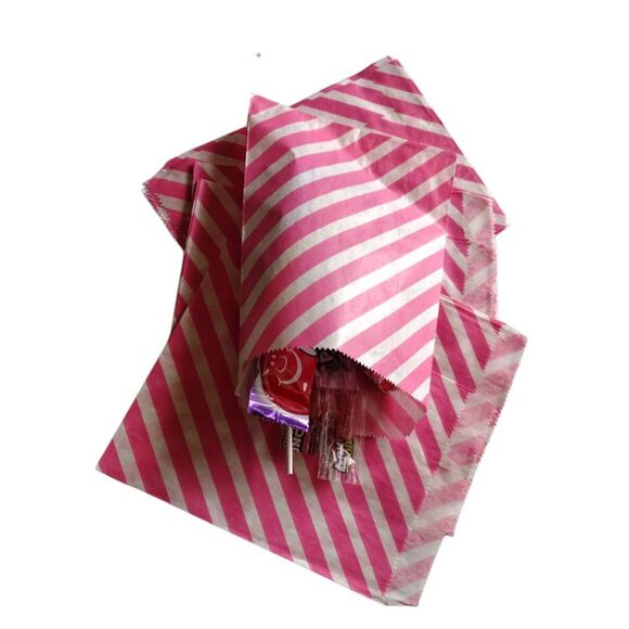 Craft‎ Clouds 5X7 Paper Gift Bags Candy Pink  Stripes Merchandise Bag 100 Pcs - Picture 1 of 5